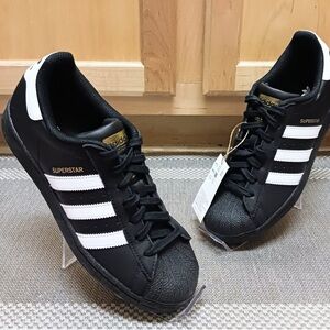 Adidas Superstar Black with White Stripes